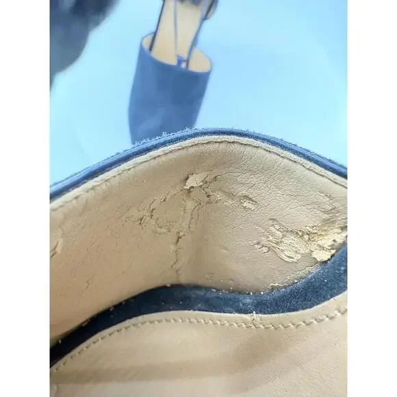 Michael Kors Wedges Womens 11M Navy Suede Ankel Wrap Lace Up Open Toe Braided - Picture 8 of 16